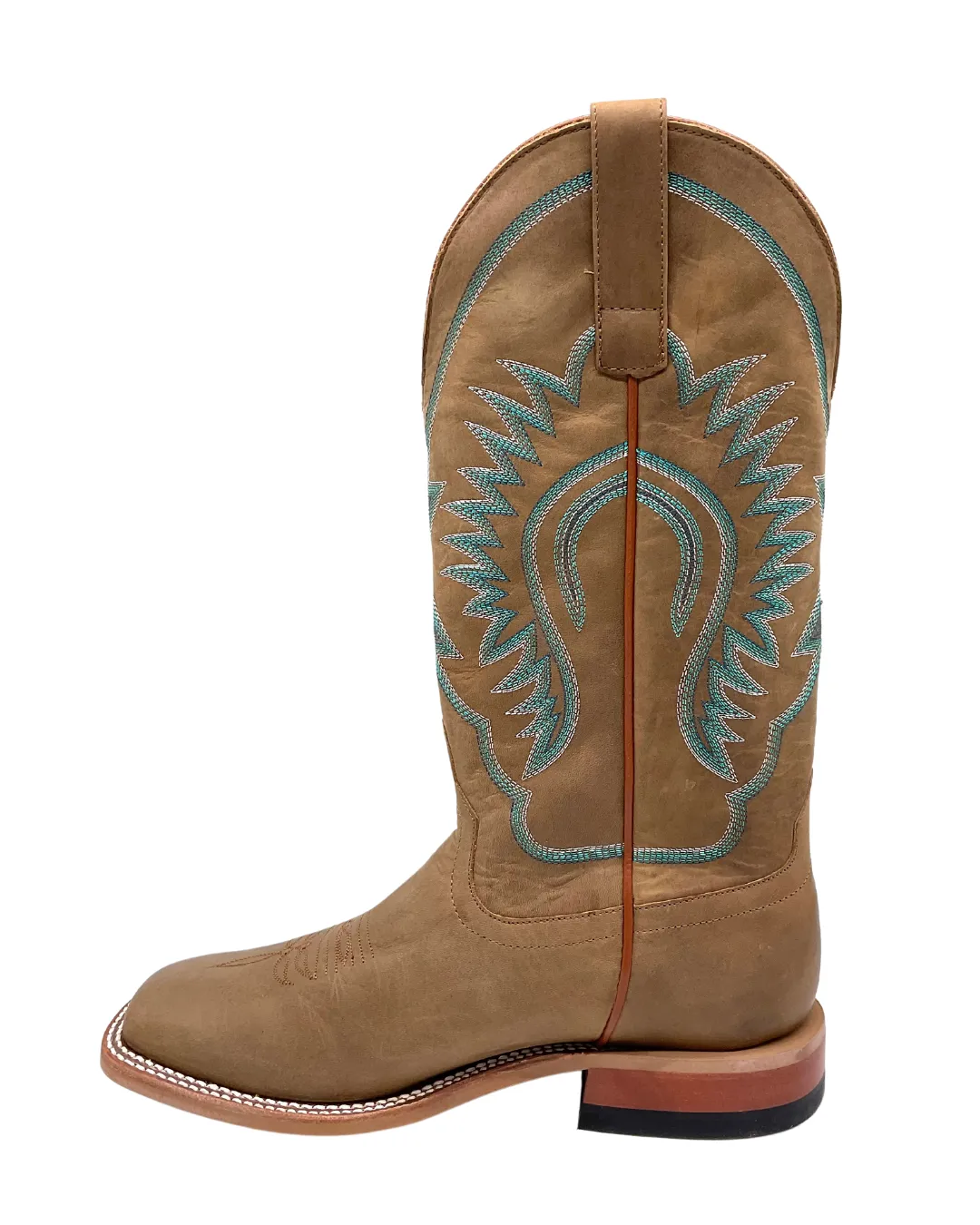 'Macie Bean' Women's 13" The Perfect Tan Western Square Toe - Pecan Barking Iron