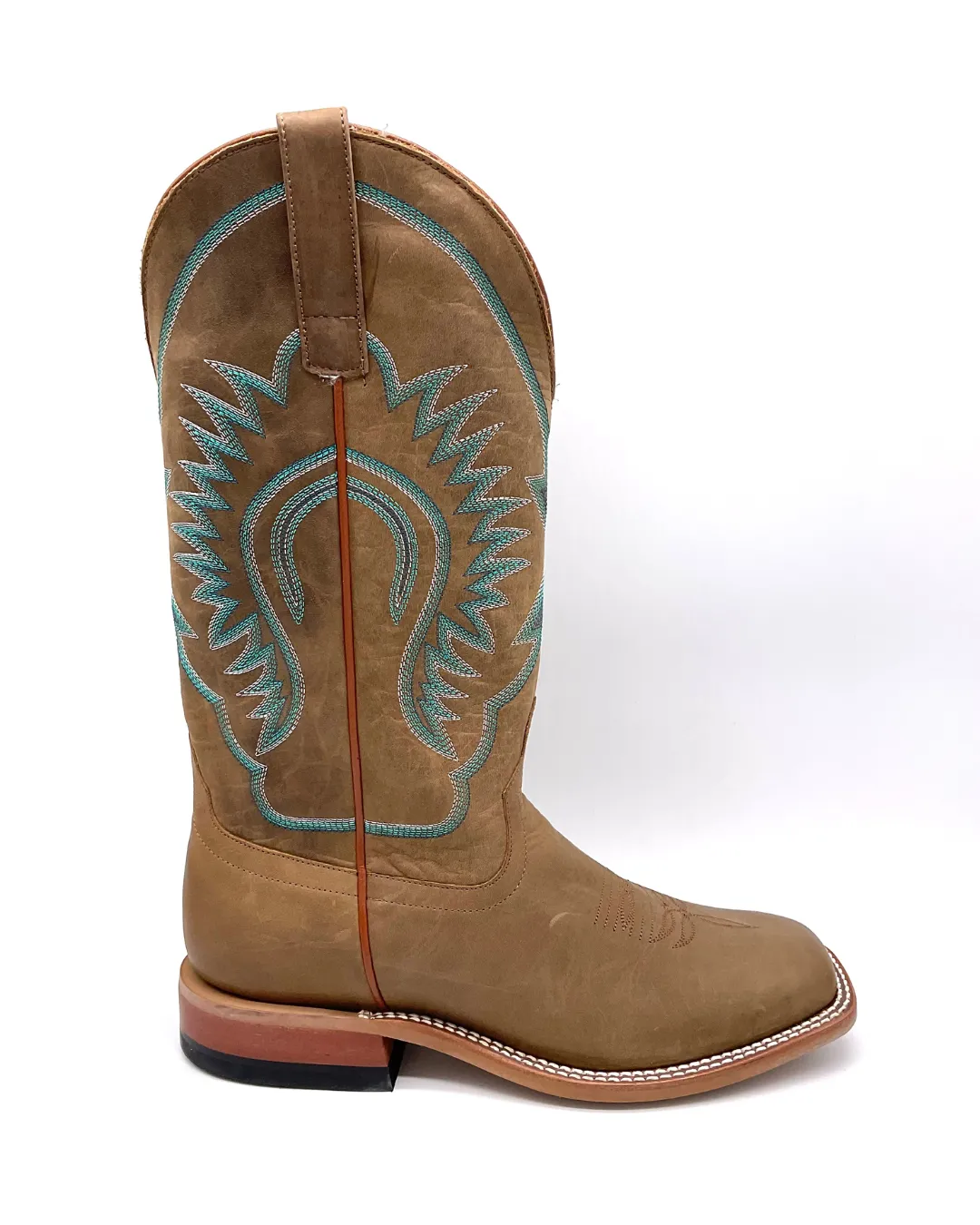 'Macie Bean' Women's 13" The Perfect Tan Western Square Toe - Pecan Barking Iron