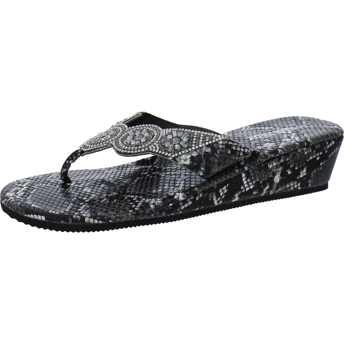 Olivia Miller Womens Embellished Thong Flip-Flops