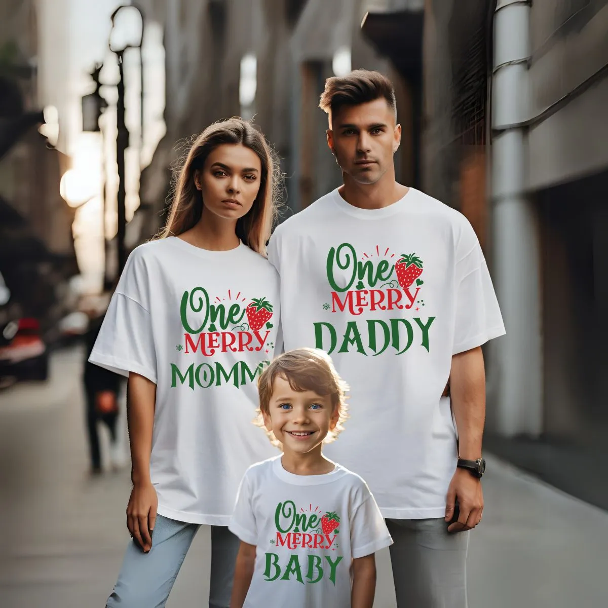 One Merry Daddy One Merry Mommy One Merry Baby Christmas Theme T-Shirts