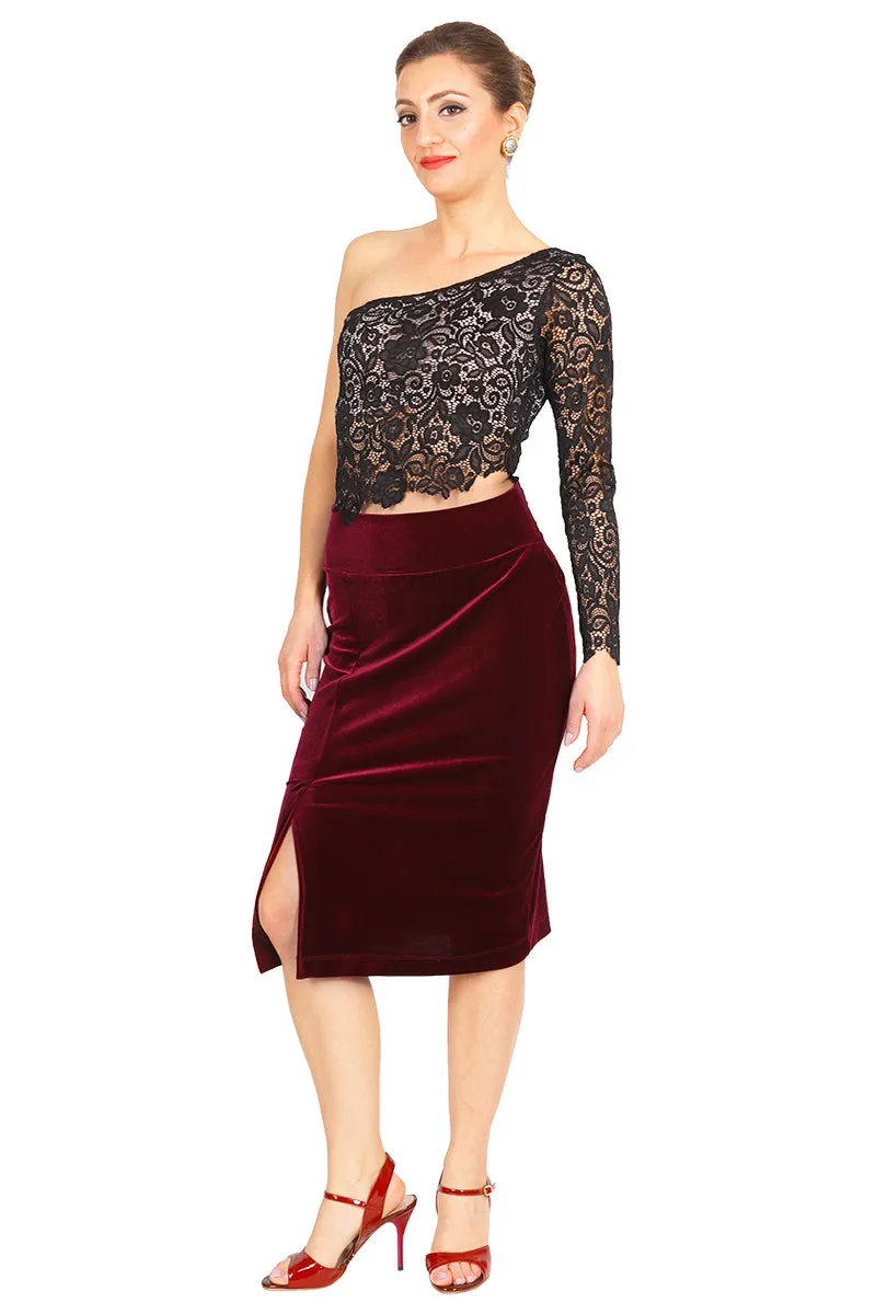 One-shoulder Guipure Lace Milonga Top