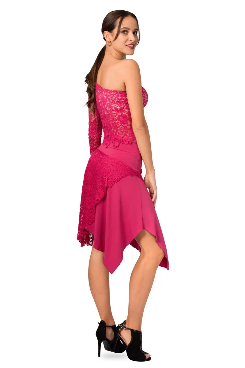 One-shoulder Guipure Lace Milonga Top