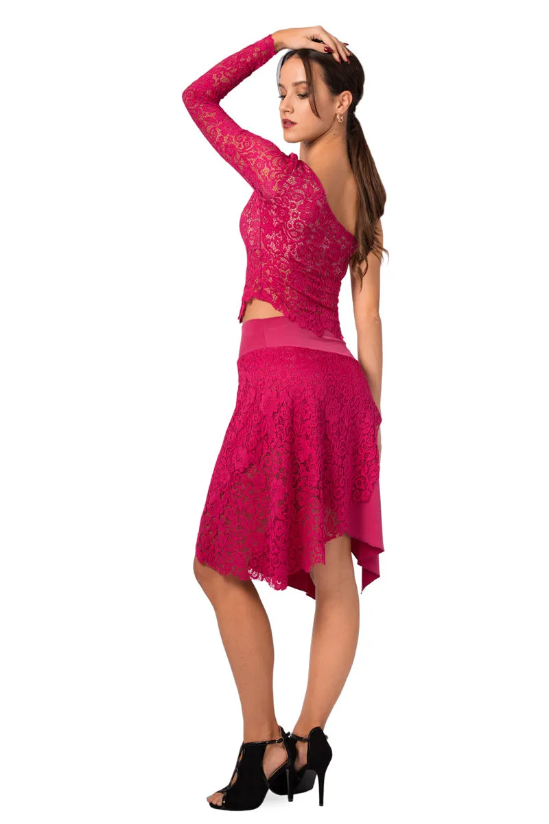 One-shoulder Guipure Lace Milonga Top