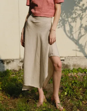 Origami 100% Linen Midi Skirt