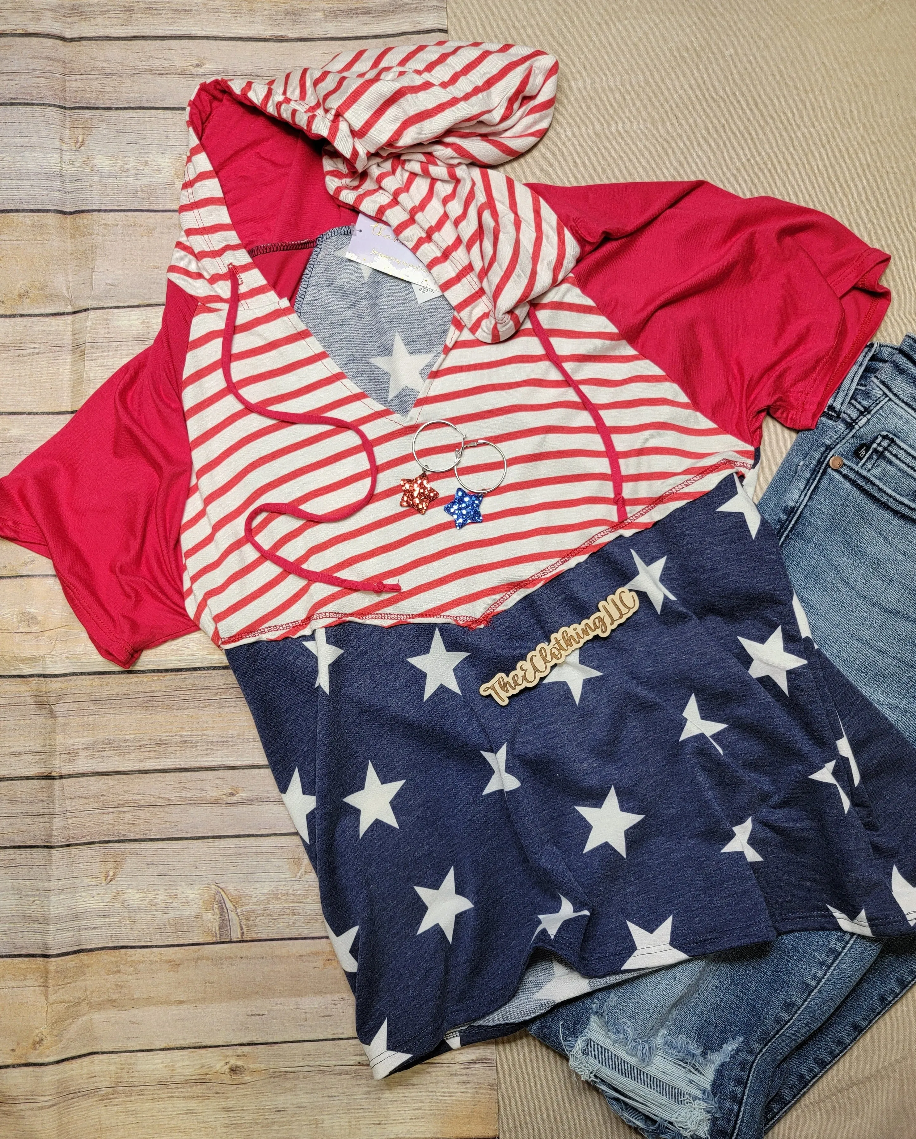 Patriotic Star And Stripe Color Block