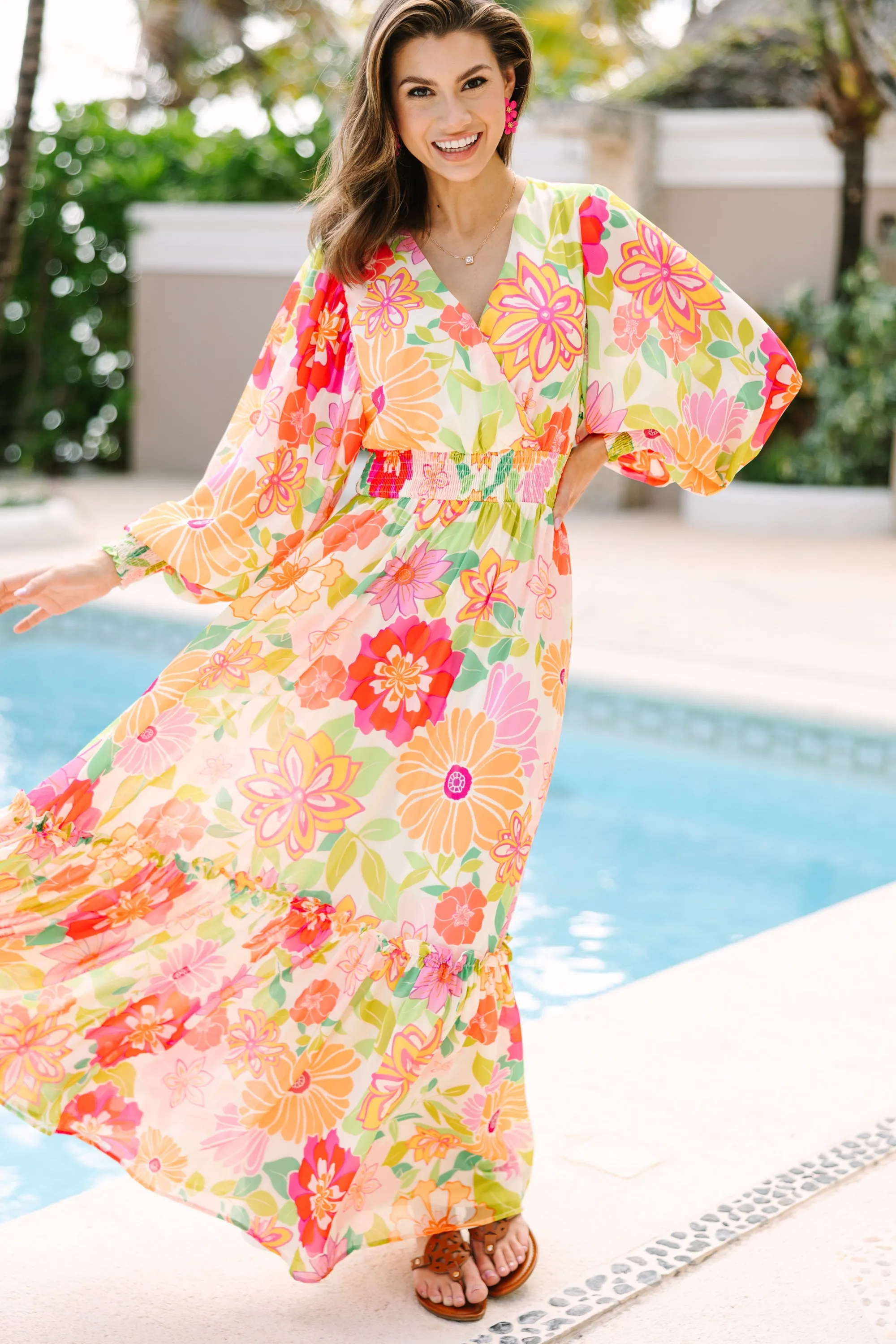 Say It Loud Fuchsia Pink Floral Maxi Dress