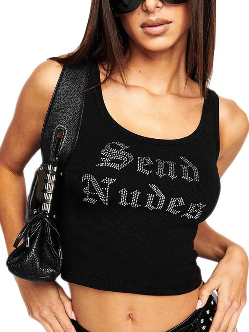 SEND NUD3S Diamonds Slim Knitted Tank Crop