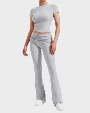 SheCurve®Women's 2-Piece Lounge Set: Tops & Flare Pants