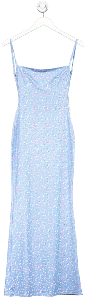 SHEIN Blue Rose Print Maxi Dress UK S