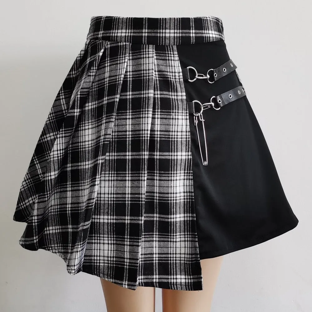 'Showcase' Grey and Black Pleated Skirt