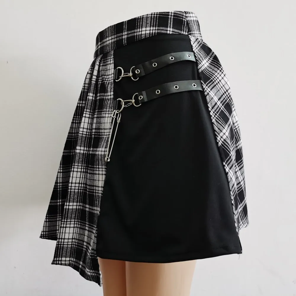 'Showcase' Grey and Black Pleated Skirt