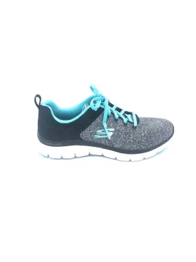 'Skechers' Women's Flex Appeal 4.0 - Black / Light Blue (Wide)