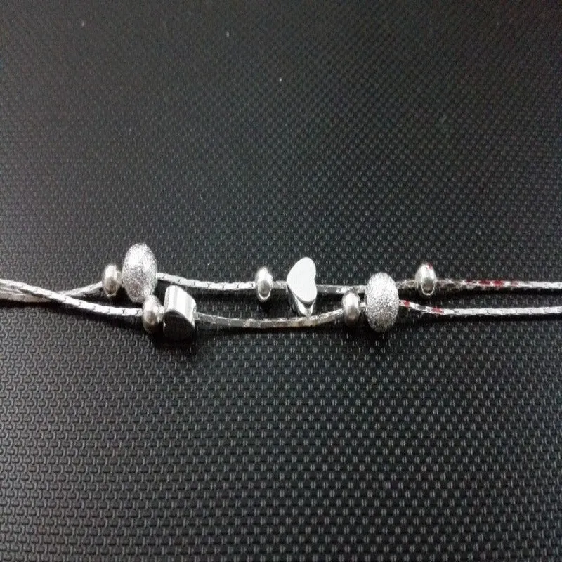 Sterling Silver Crystal Heart Anklet For Women