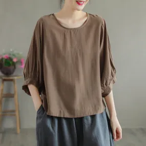 Summer Thin Loose Solid Casual Cupro T-Shirt