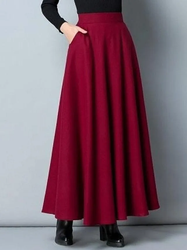 Swing Maxi Skirts for Women with Pockets