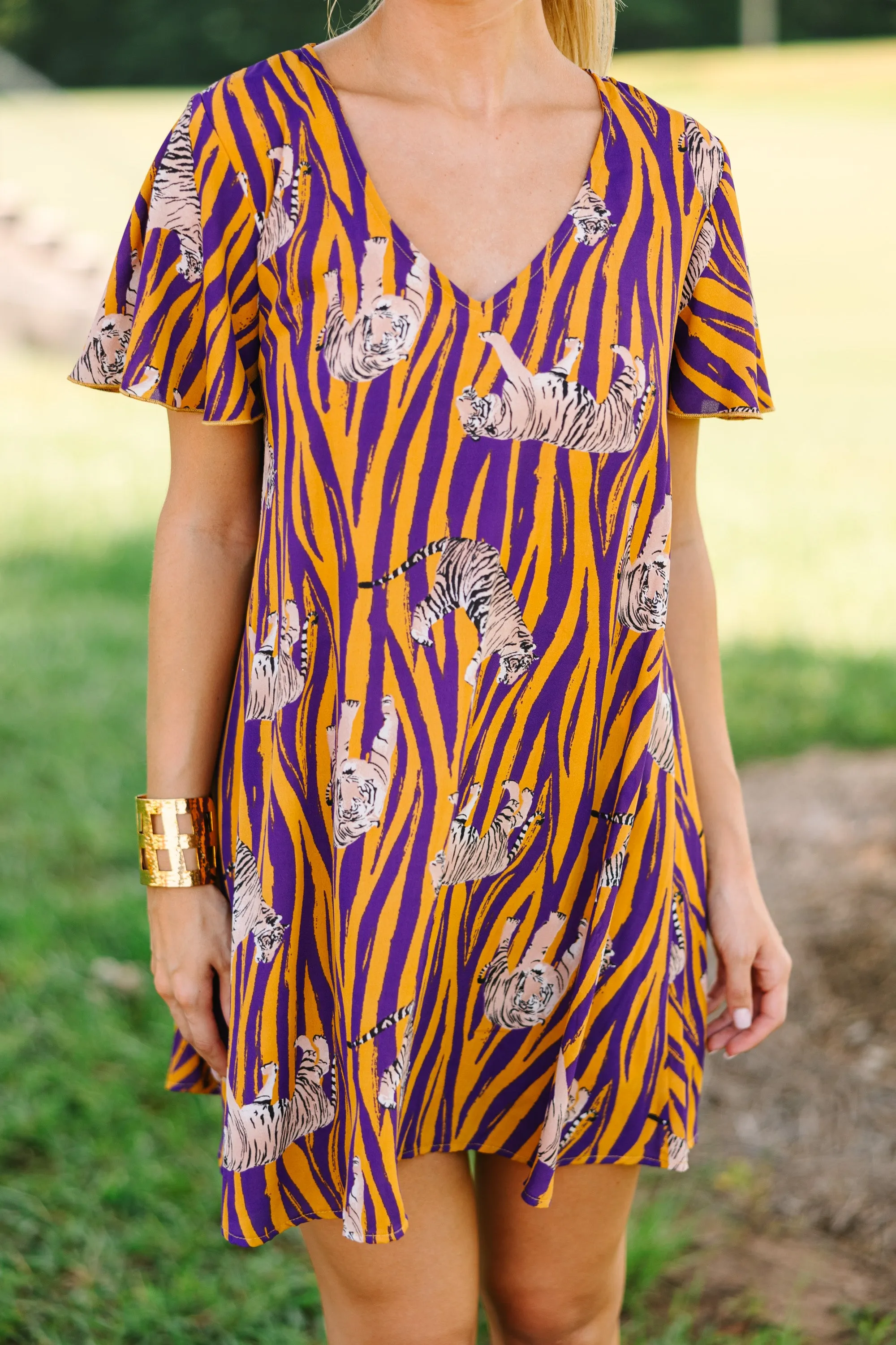 The Kinsley Yellow and Purple Shift Dress