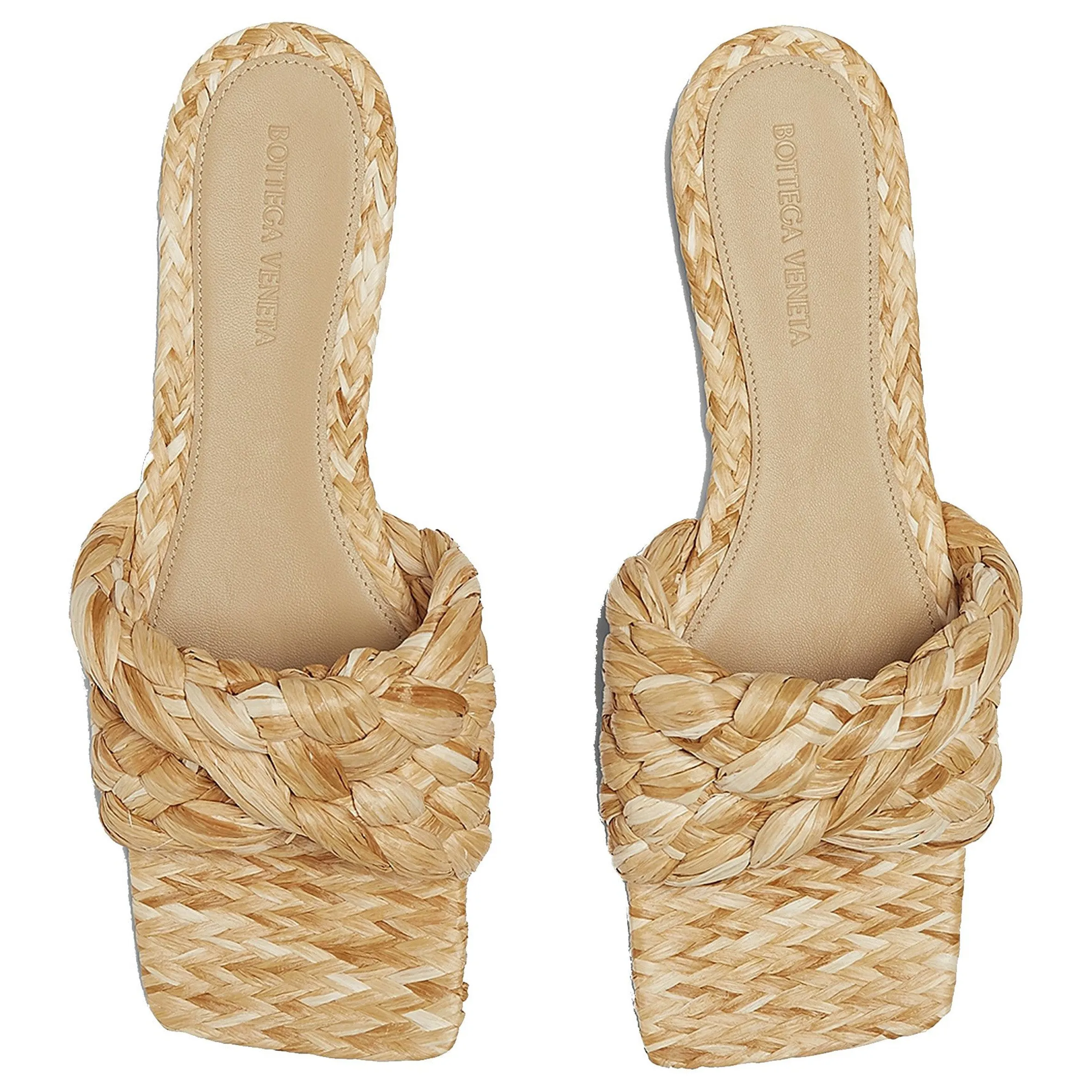 Twisted Rafia Flat Slide, Macadamia