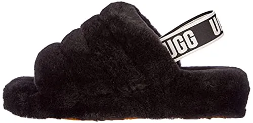 UGG Women's Fluff Yeah Slide Slipper, Black, 9 M US