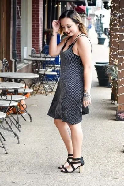 What Love Is This Swing Dress - Black Silver Striped