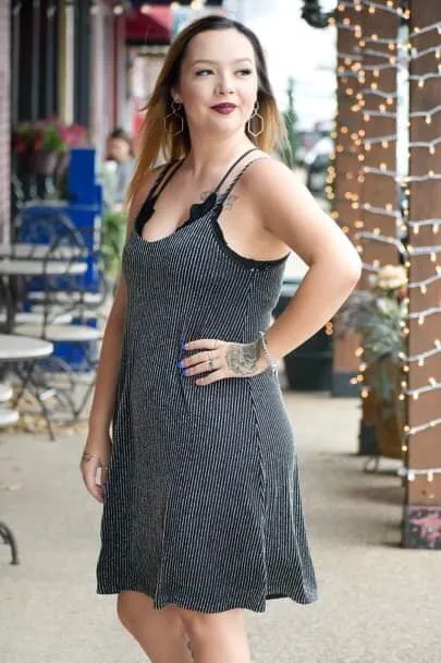 What Love Is This Swing Dress - Black Silver Striped