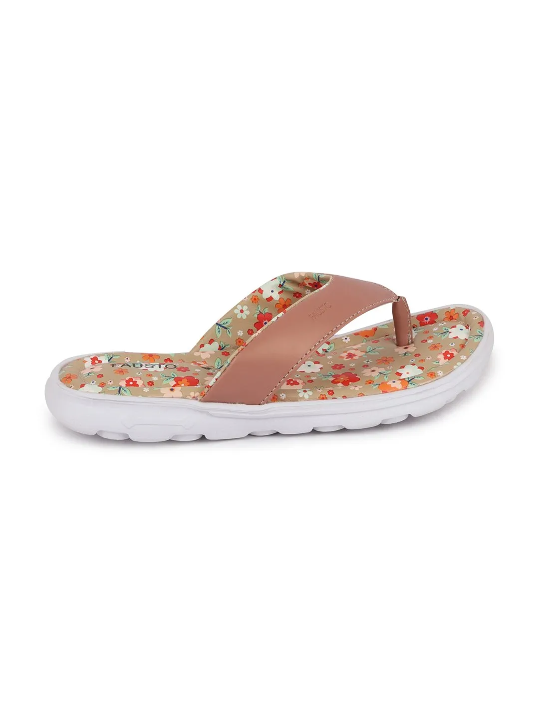 Women Pink Floral Slippers & Flip Flops