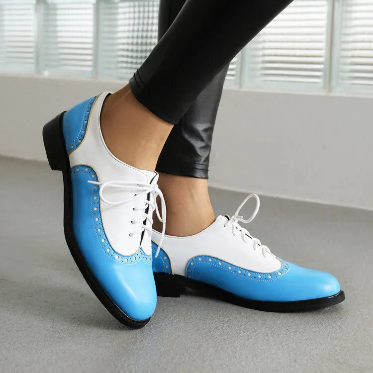 Women's Bicolor Tied Straps Flats Oxford Shoes