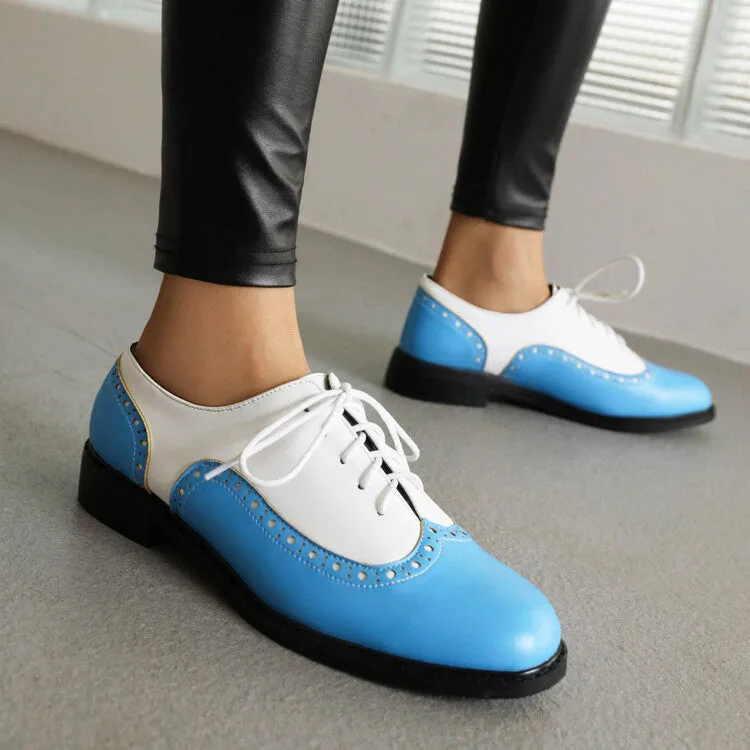 Women's Bicolor Tied Straps Flats Oxford Shoes