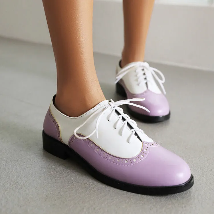 Women's Bicolor Tied Straps Flats Oxford Shoes