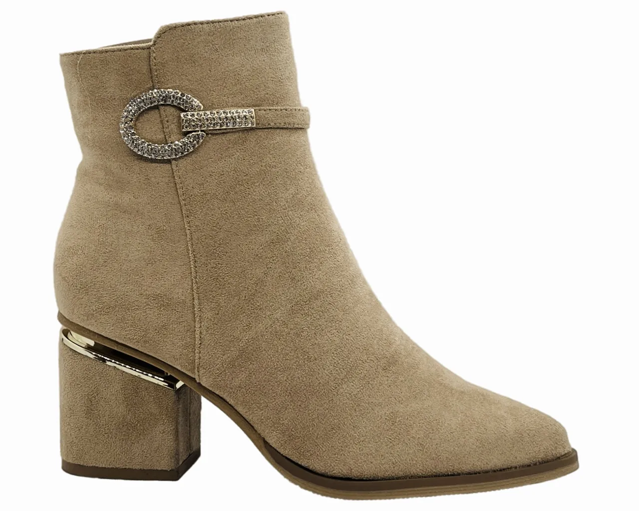 Women's Faux Suede Block Heel Ankle Boots