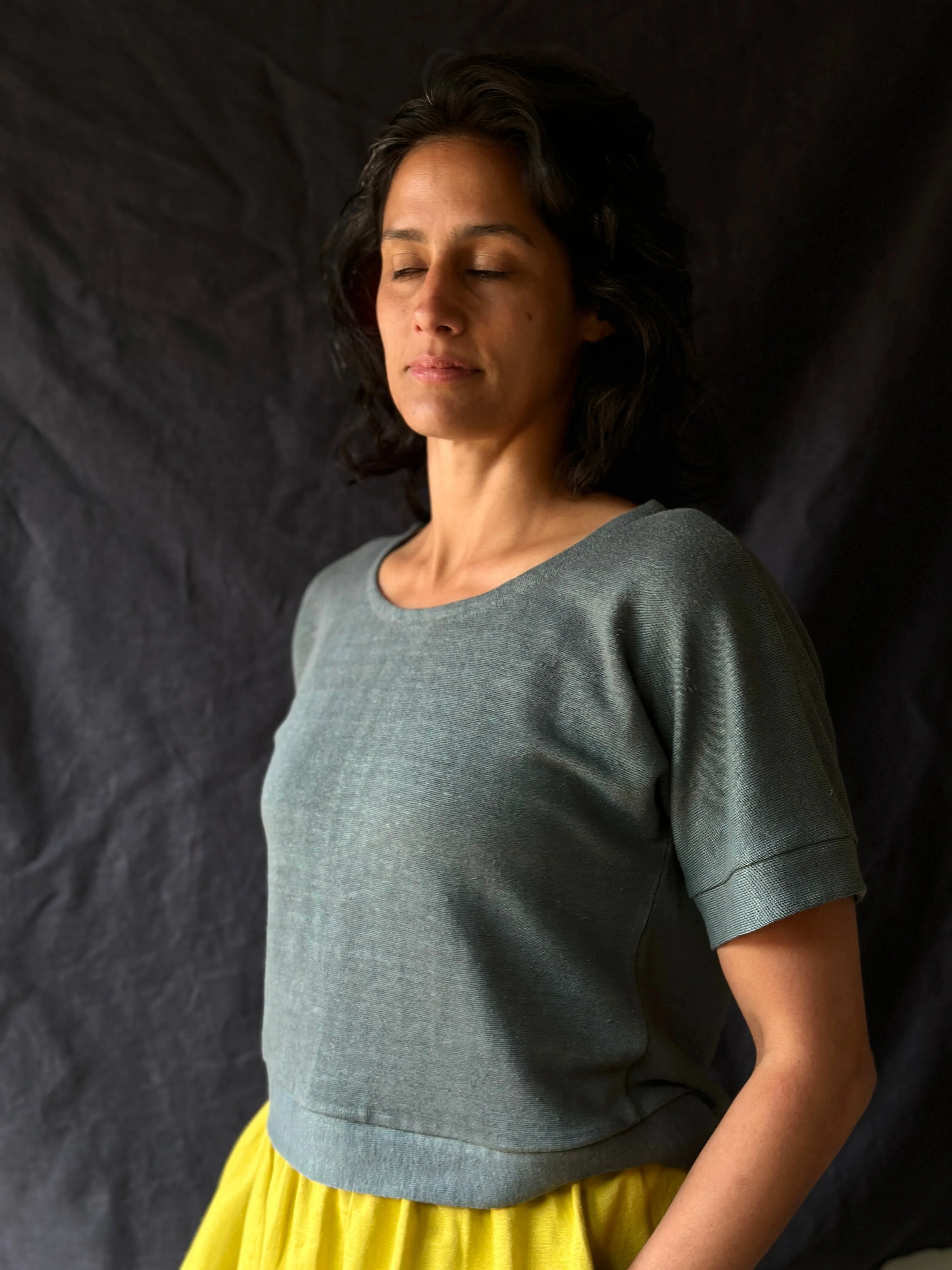 Women's Hemp Pieces Top - 100% Hemp - Blue Stone