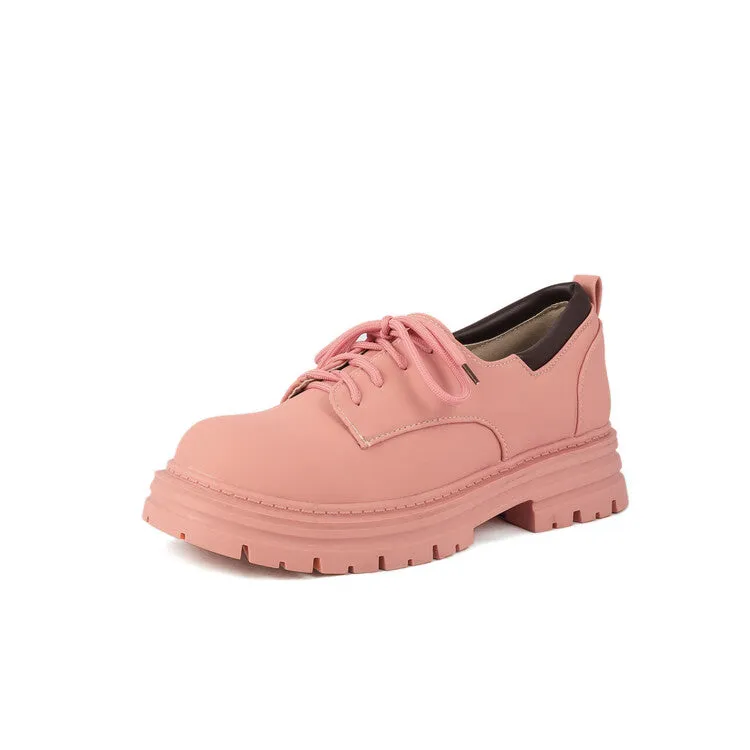 Women's Round Toe Lace Up Oxford Shoes