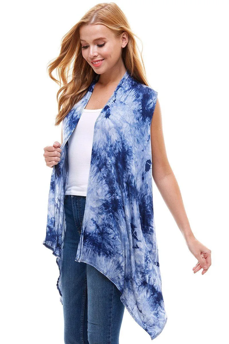 Womens Tie Dye Cardigan | Sleeveless Vest | Printed Duster