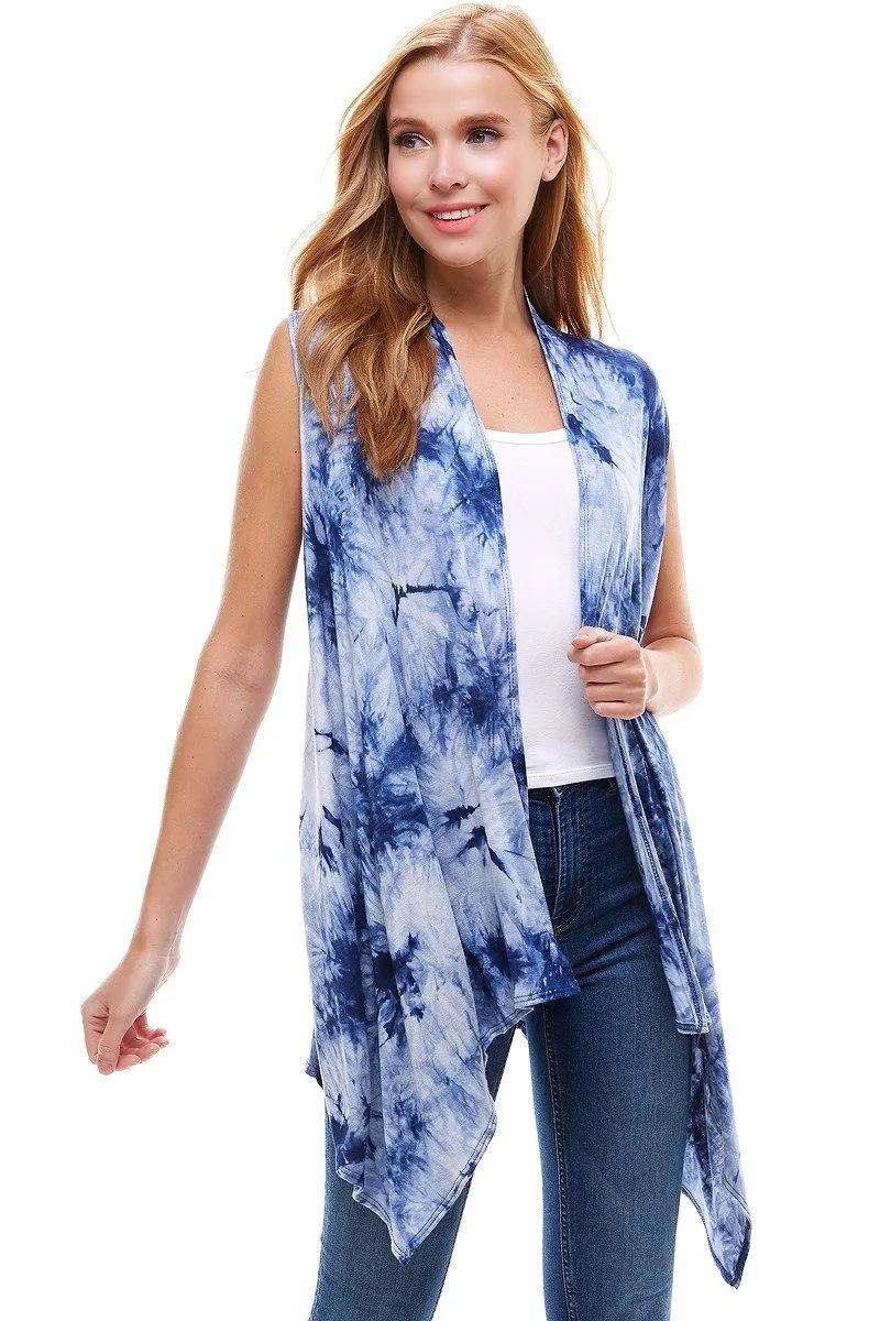 Womens Tie Dye Cardigan | Sleeveless Vest | Printed Duster