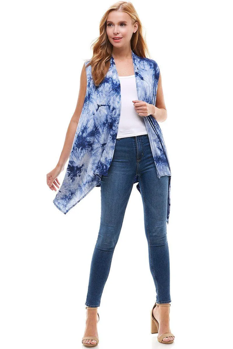 Womens Tie Dye Cardigan | Sleeveless Vest | Printed Duster