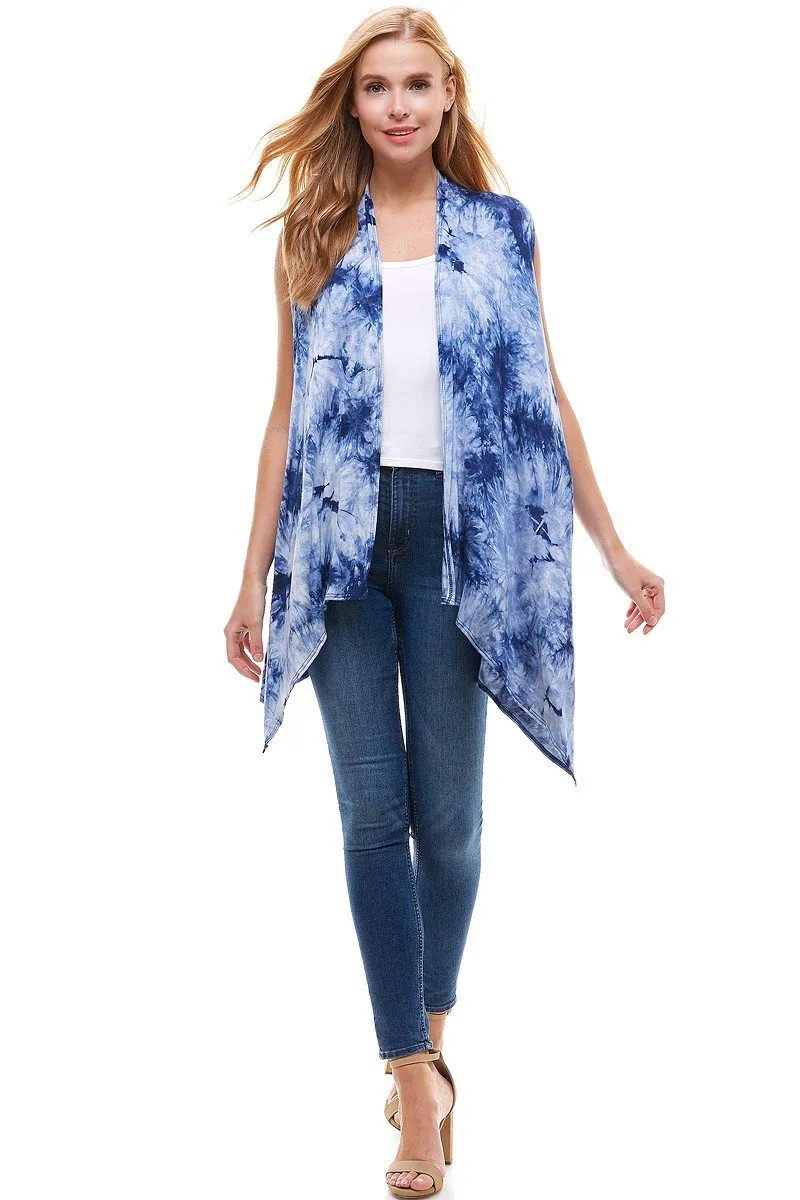 Womens Tie Dye Cardigan | Sleeveless Vest | Printed Duster