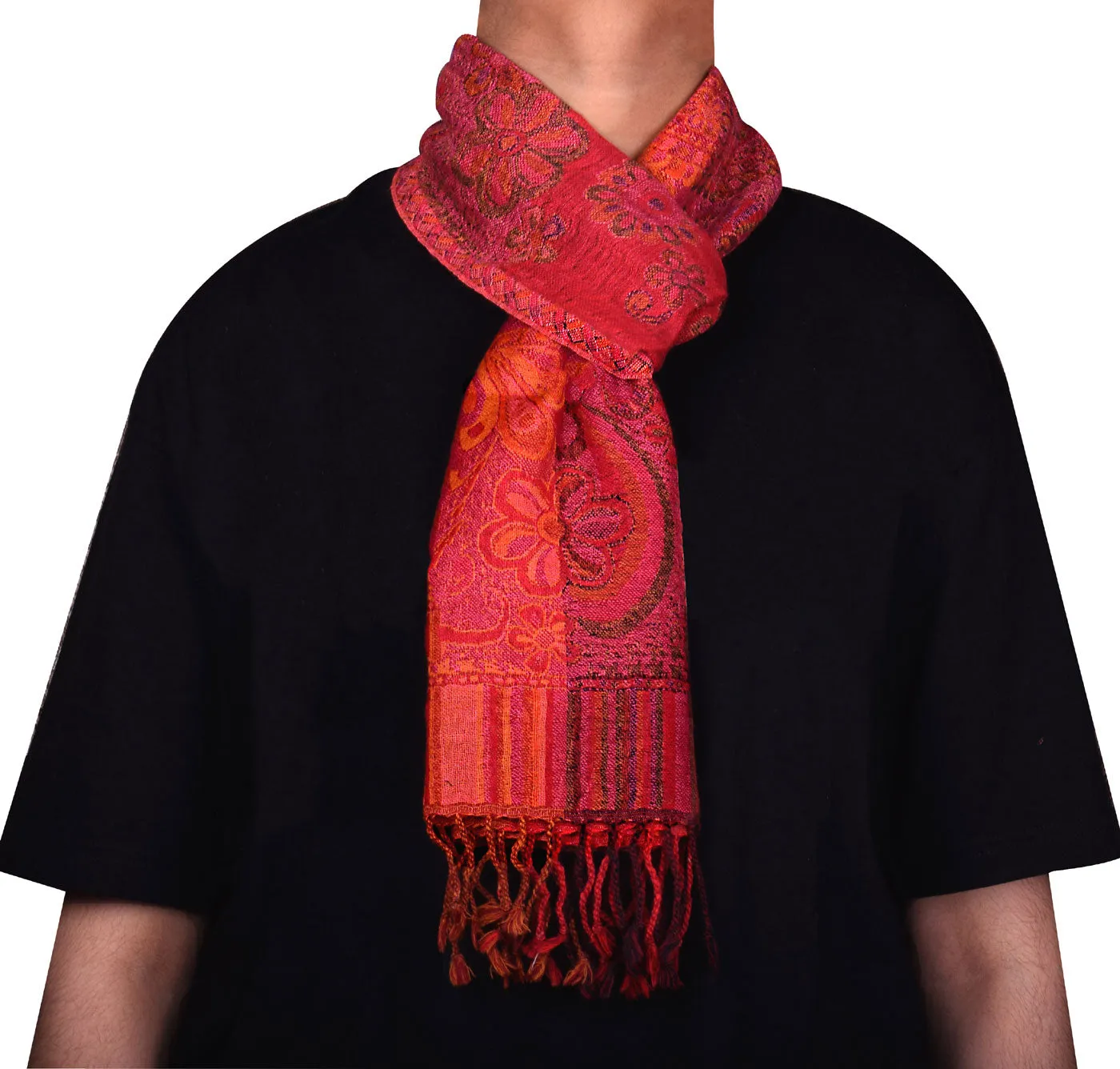 Wool Paisley Muffler Scarf Unisex Men's Women's Indian Clothing (64 x 13 inches)